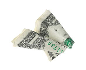 Plane made of dollar banknote isolated on white