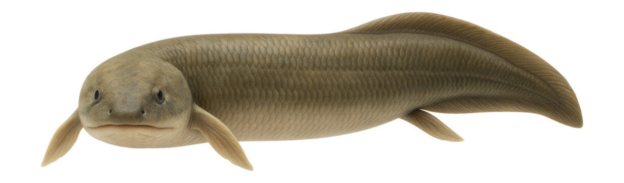 Protopterus dolloi with reduced limb-like fins and elongated, serpentine body