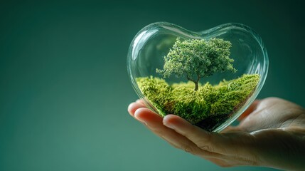Heart Shaped Glass with Miniature Tree: Symbolizing Love for Nature and Environmental Sustainability