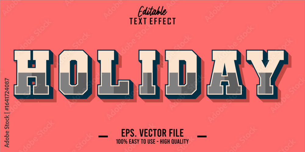 Poster editable text style effect, holiday text in cool vector 3d style