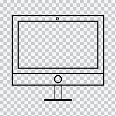 Video player on computer screen. Multimedia streaming concept. Online movie, web tutorial, e-learning. Play button on monitor display. Digital media content. Vector illustration.
