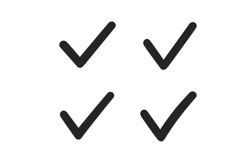 Set of 4 bold check marks, simple and modern vector illustration on transparent background, icons of approval, confirmation, and success symbols for design and UI