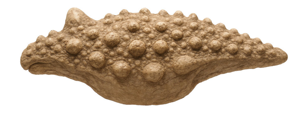 Ankylosaurus osteoderms with knobby surface and thickened bone structure