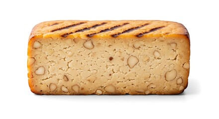 Grilled Tofu Block with Visible Almonds and Char Marks Promoting Healthy and Vegan Eating Options for Diet Conscious Consumers