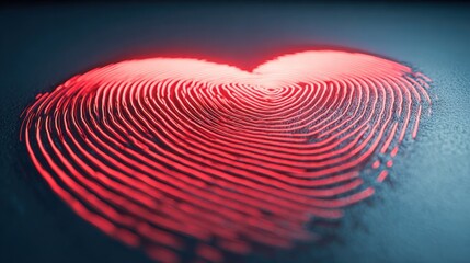Heart Shaped Fingerprint: Unique Love Symbol, Security, Identity, and Connection for Valentines Day