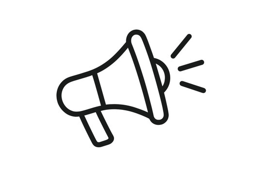 Megaphone loudspeaker icon, announcement and communication symbol, marketing and promotion vector illustration on transparent background