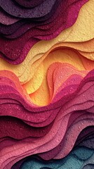 Abstract layered wavy design in warm and cool tones