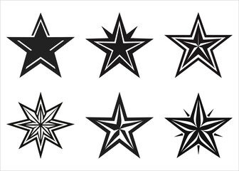 Black star vector set