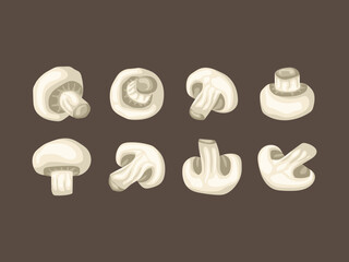 champignon cartoon mushroom health fresh vegan traditional snack seasonal diet natural cartoon raw