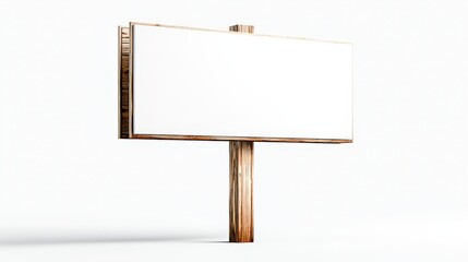 Fototapeta premium Wooden Billboard Mockup with Blank White Space for Advertisement Display on Isolated White Background