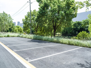 enpty asphalt road with modern office building
