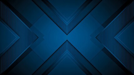 Fototapeta premium Dark blue geometric abstract background with layered diagonal lines