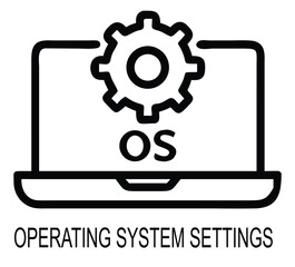 Laptop with gear and os icon representing system settings