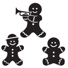 gingerbread black vector silhouettes