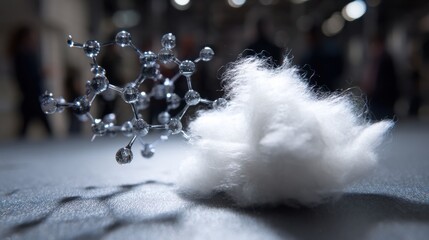 molecule model beside cotton fibers