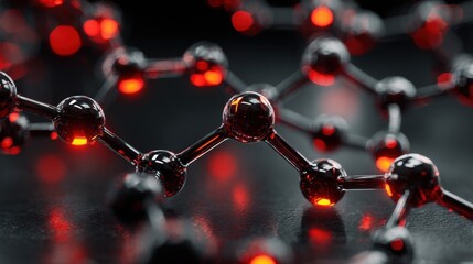 glowing red molecular structure