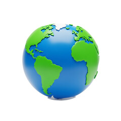 Fototapeta premium 3d rendering of planet earth with blue oceans and green continents, isolated on transparent background