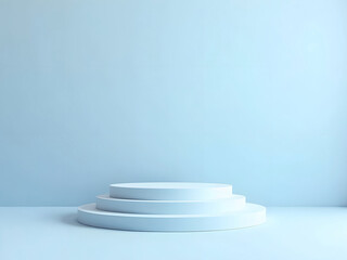 Minimalist Blue 3D Podium with Plants – Modern Product Display Background