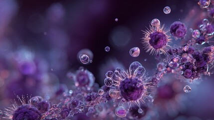 purple cells microscopic bubbles float
