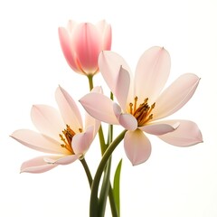 Delicate Pink Tulips Against a White Background