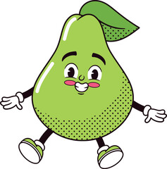Cute smiling pear fruit mascot
