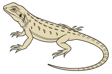 Naklejka premium Vibrant illustration of a common lizard, capturing the essence of reptilian wildlife with accurate detail and natural earthy tones against a clean background.
