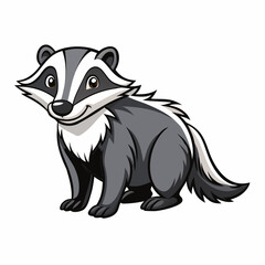 Simple Unique Design Badger Vector Style on White