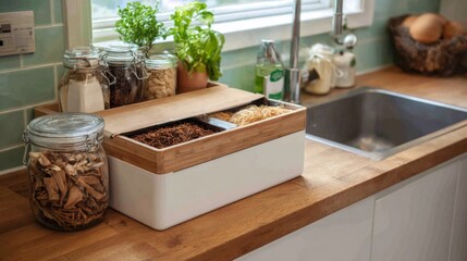 Modern Eco-Friendly Kitchen Composting Station for Sustainable Home Waste Management