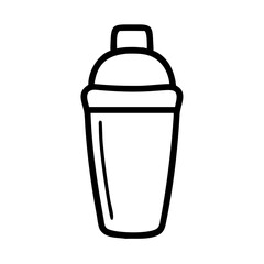 Black and White Outline Cocktail Shaker Icon for Mixology and Nightlife Designs