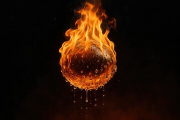 A fiery orb of molten gold ignites against a black backdrop, symbolizing the power and allure of fire