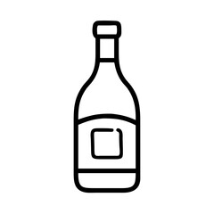 Minimalist Black and White Outline Whiskey Bottle Icon for Bar and Distillery Themes