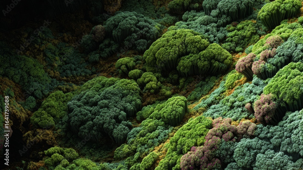 Poster lush greenery and moss-like textures created by neural network for stunning visual effects in digita