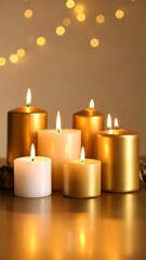 Elegant gold and white candles