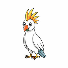 Simple Unique Design Cockatoo Vector Style on White