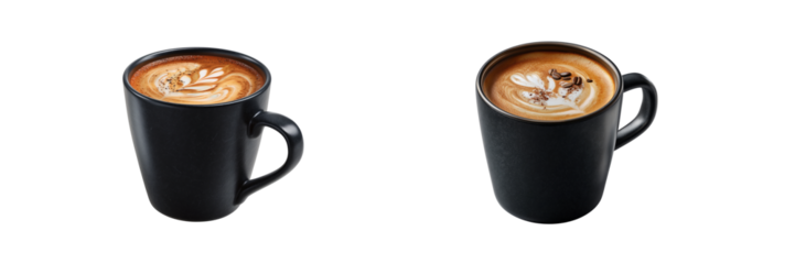 Artistic coffee presentation studio image series minimalist top view transparent background