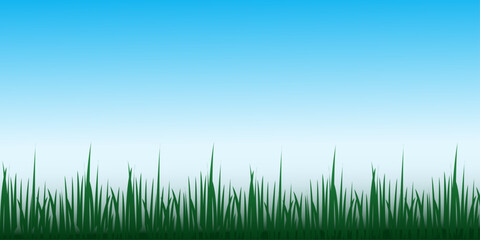 Green grass on a background of blue sky stock vector illustration.