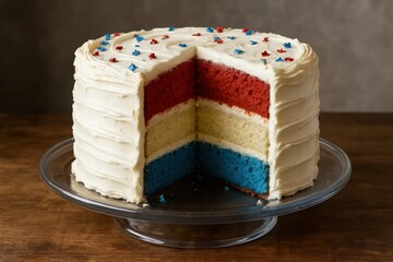 A Red, White, and Blue Layered Cake Celebrates American Pride