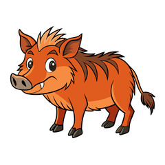 Simple Unique Design Wild Boar Vector Style on White