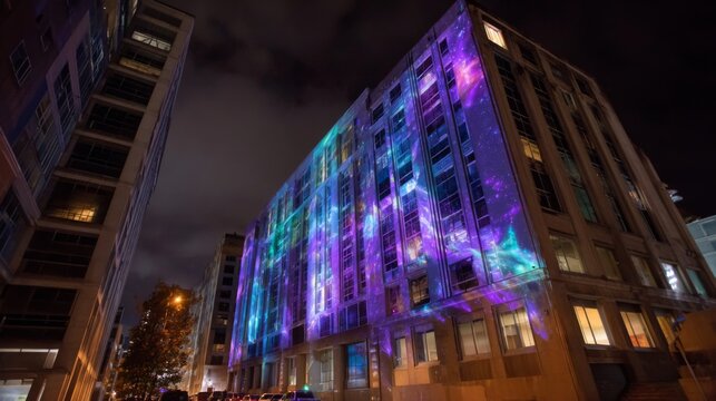 Urban Projection Mapping Using AI Art on Smart Buildings for Vibrant Nighttime Displays
