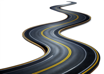  twisty road isolated on white background PNG , AI GENERATED