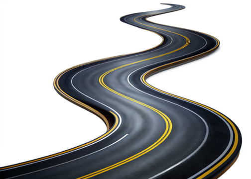  twisty road isolated on white background PNG , AI GENERATED