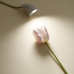 white tulip on black background