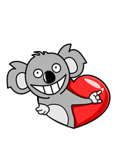 Illustration of a koala inside a heart