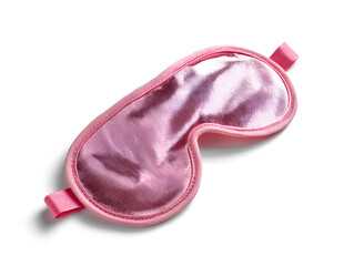 Pink eye mask on white background sleep aid comfortable rest relaxation