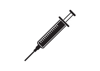 Syringe Injection Icon Line Art Medical Syringe Outline Vector Illustration.