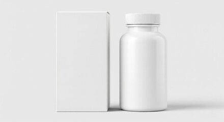 Blank white product bottle and packaging box mockup template