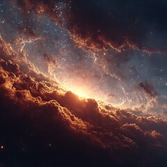 Naklejka premium Cosmic clouds engulfing a sunrise