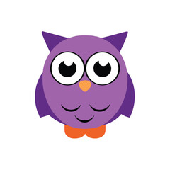 Sleepy owl blinking softly in a charming looping animation Vector illustration