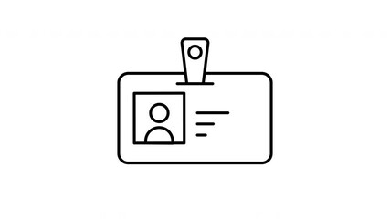 Id card animation icon, identity document symbol with personal information