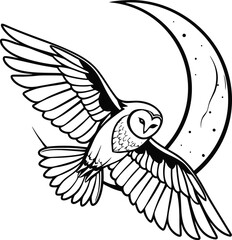 Majestic barn owl soars gracefully, wings spread wide, a symbol of wisdom and nocturnal flight